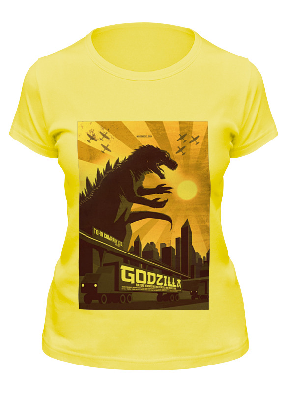 

Футболка женская Printio Godzilla yellow желтая L, Желтый, Godzilla yellow