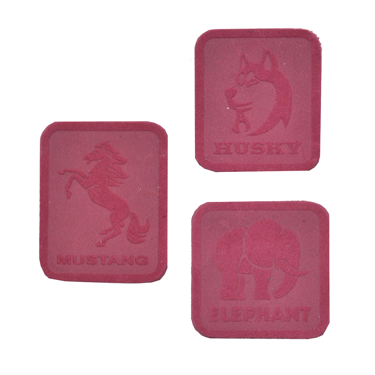 5006 Набор термоаппликаций из замши: Husky, Mustang, Elephant (59 бордовый), 3 шт