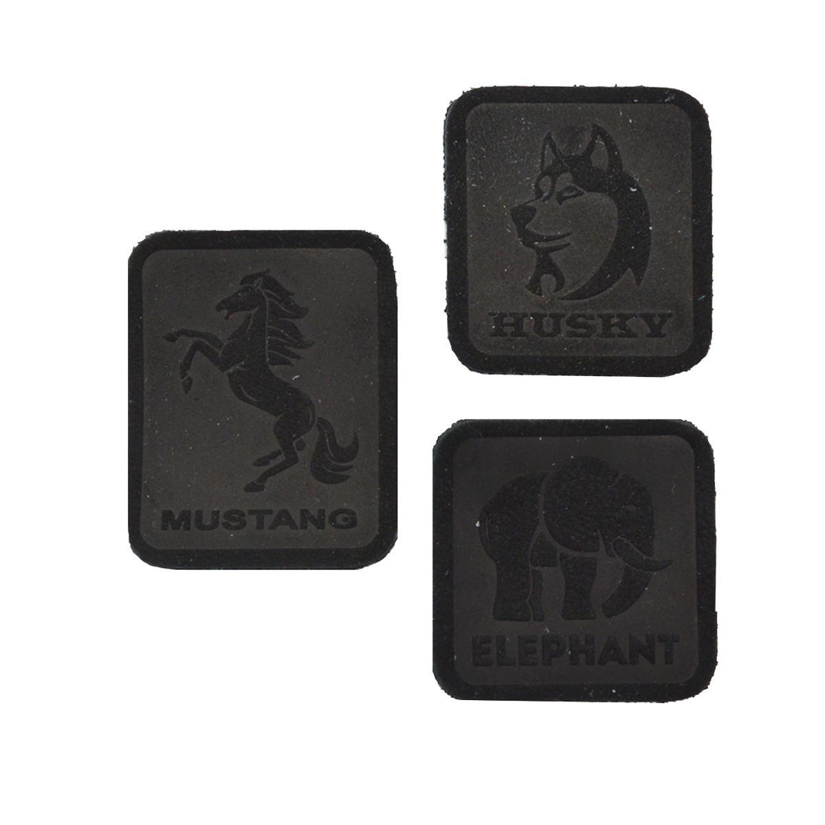 5006 Набор термоаппликаций из замши: Husky, Mustang, Elephant (433 черный), 3 шт