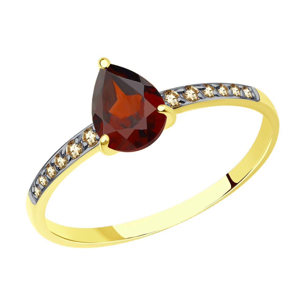 

Кольцо из золота р. , Diamant 53-310-01439-1, фианит\гранат, 53-310-01439-1
