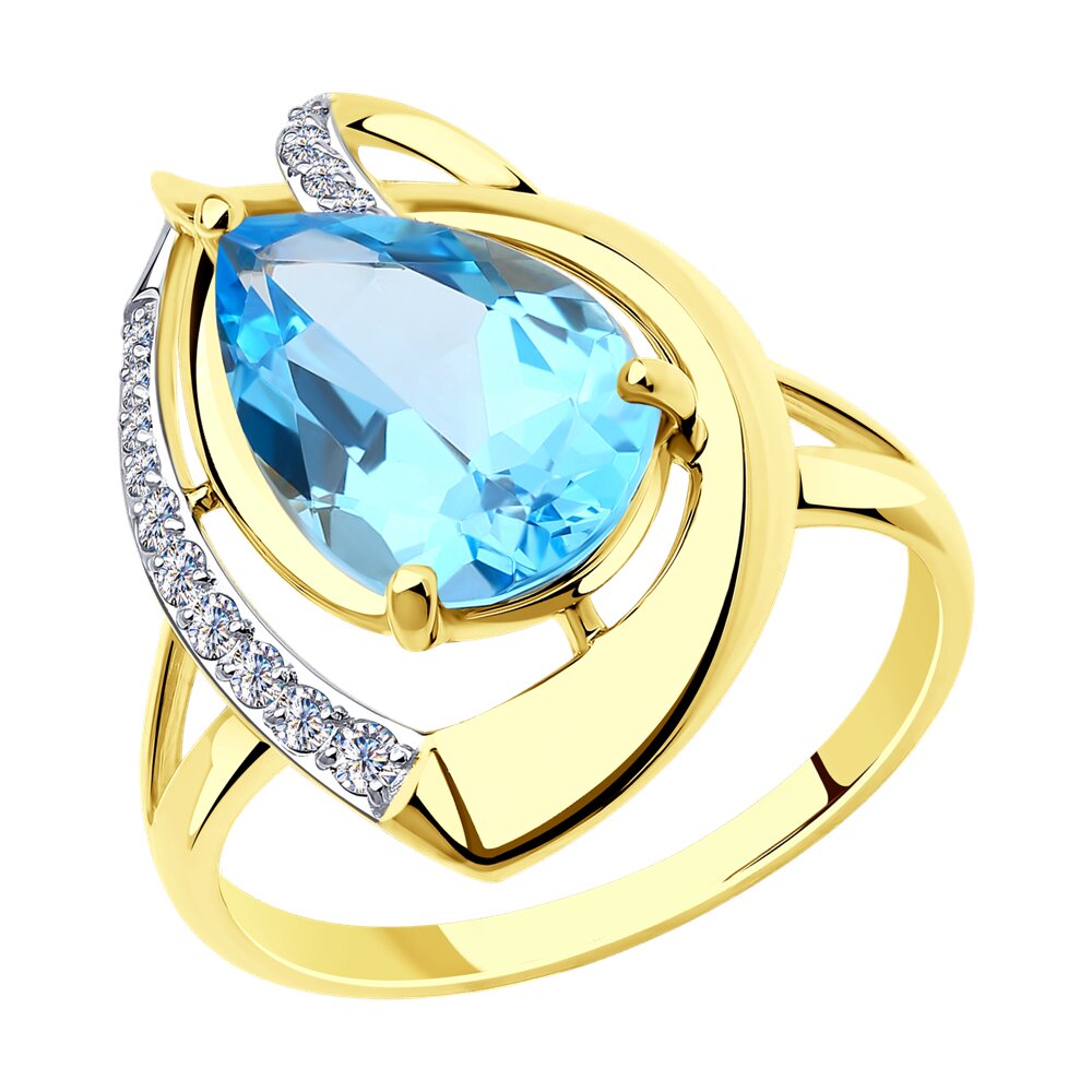 

Кольцо из золота р. 20 Diamant 53-310-00931-1, фианит\топаз, 53-310-00931-1