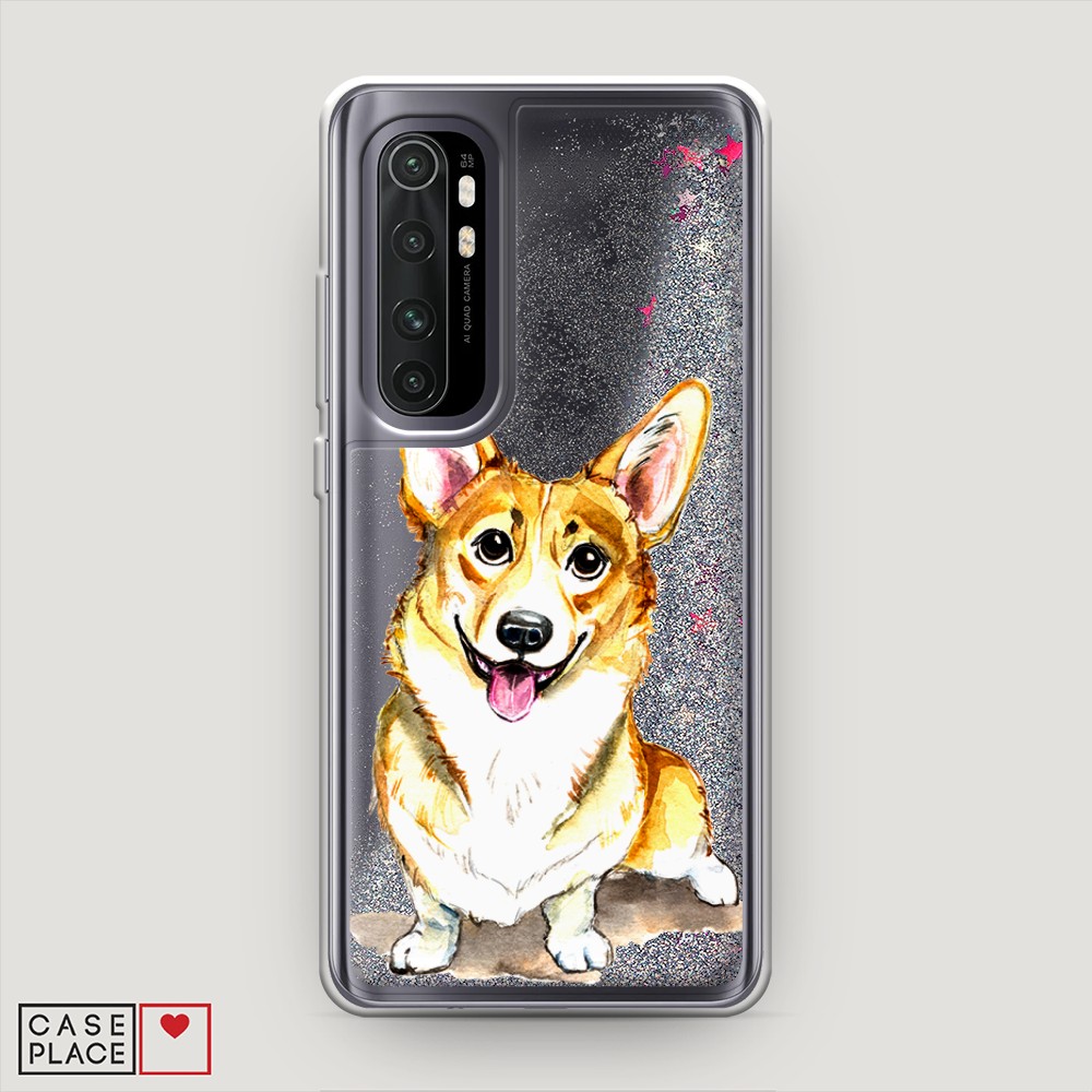

Жидкий чехол с блестками "Малыш корги" на Xiaomi Mi Note 10 lite, 38491-1