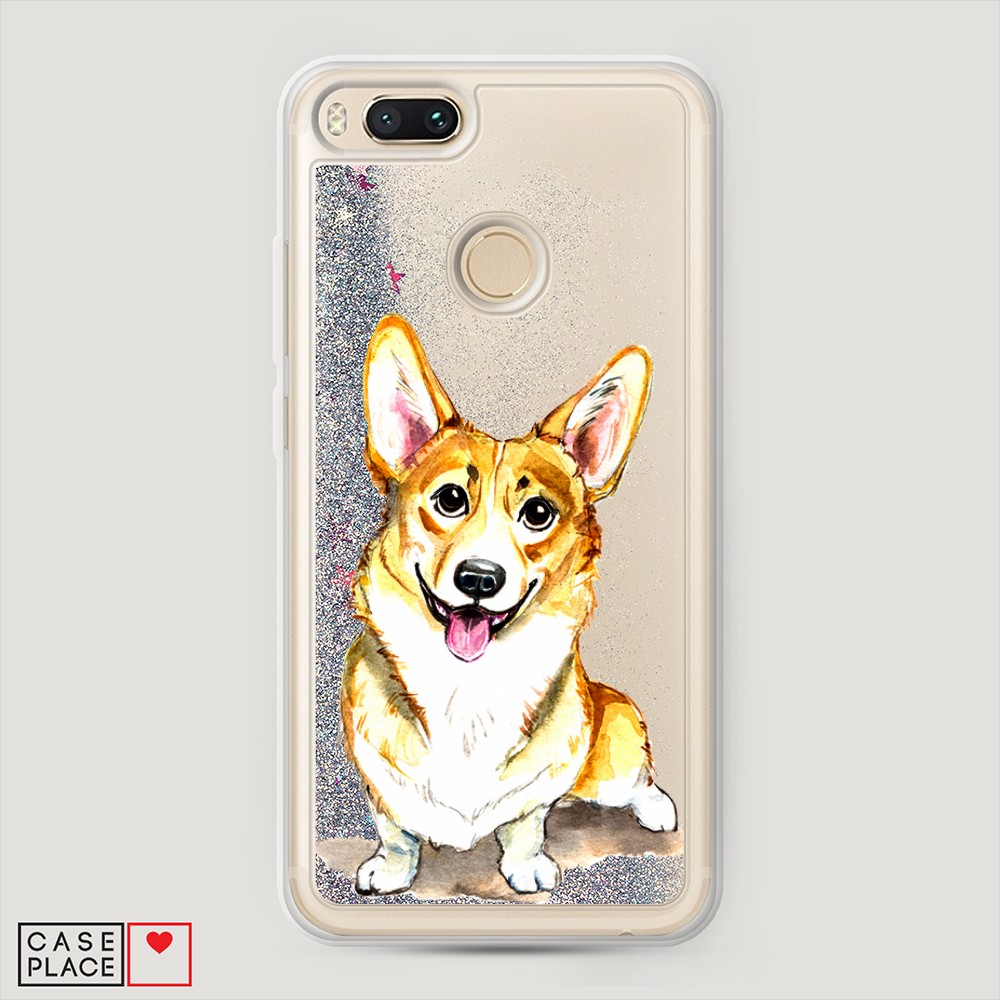 

Жидкий чехол с блестками "Малыш корги" на Xiaomi Mi A1