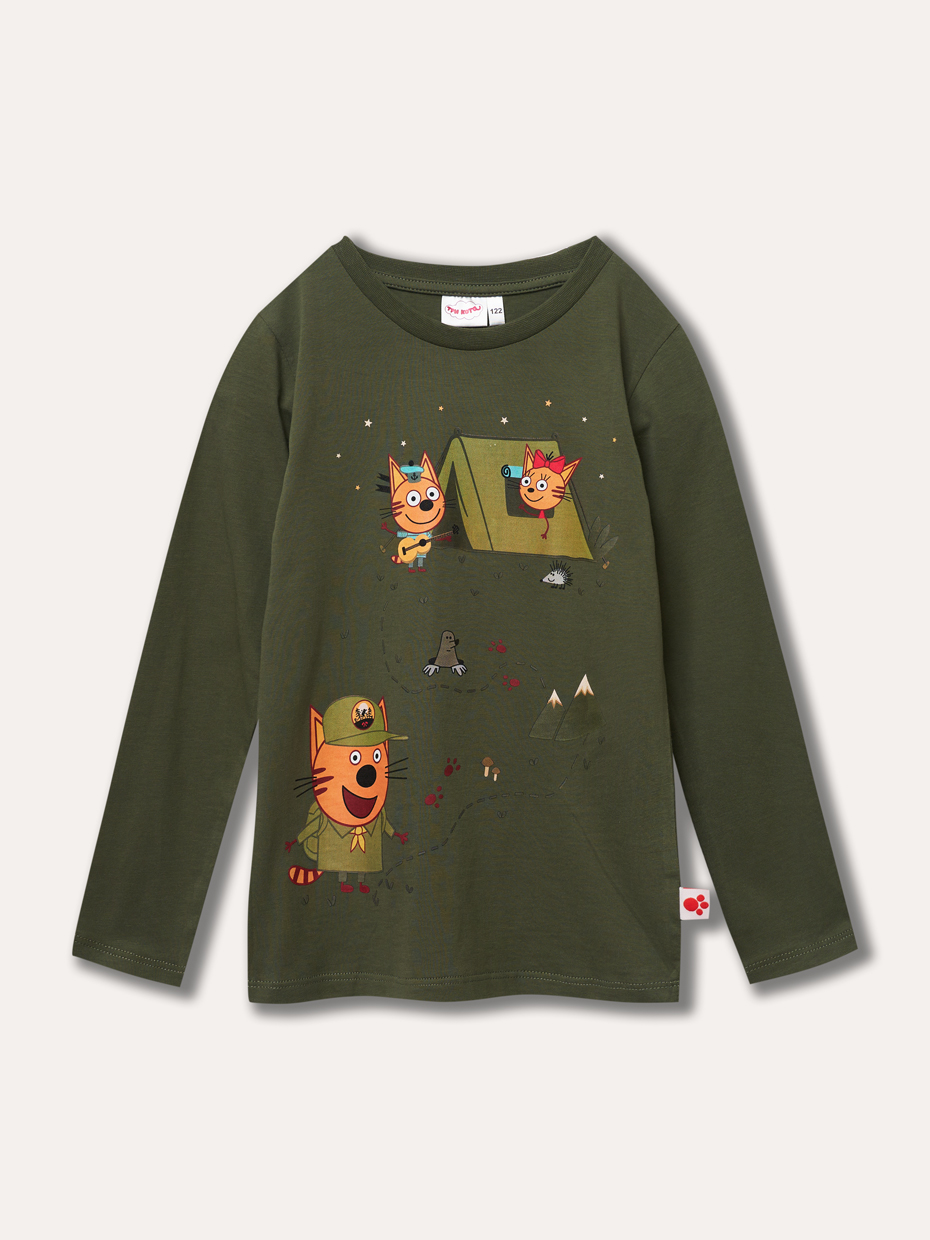 Лонгслив детский Три кота TKB302, хаки, 98
