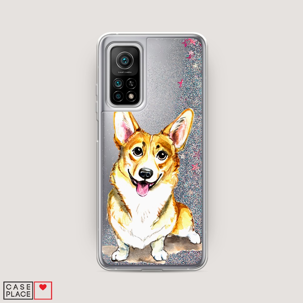

Жидкий чехол с блестками "Малыш корги" на Xiaomi Mi 10T Pro