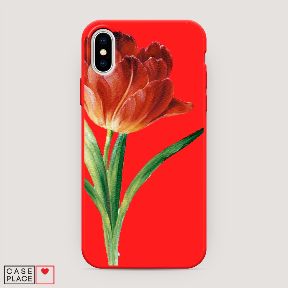 

Чехол Awog на Apple iPhone X (10) / Айфон X (10) "Красный тюльпан", Разноцветный, 11053-1