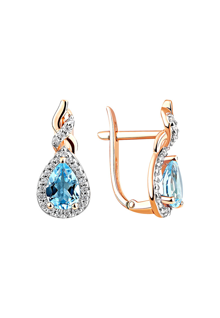 Серьги из красного золота с топазом/фианитом Kari Jewelry СЛ-431806-Тп
