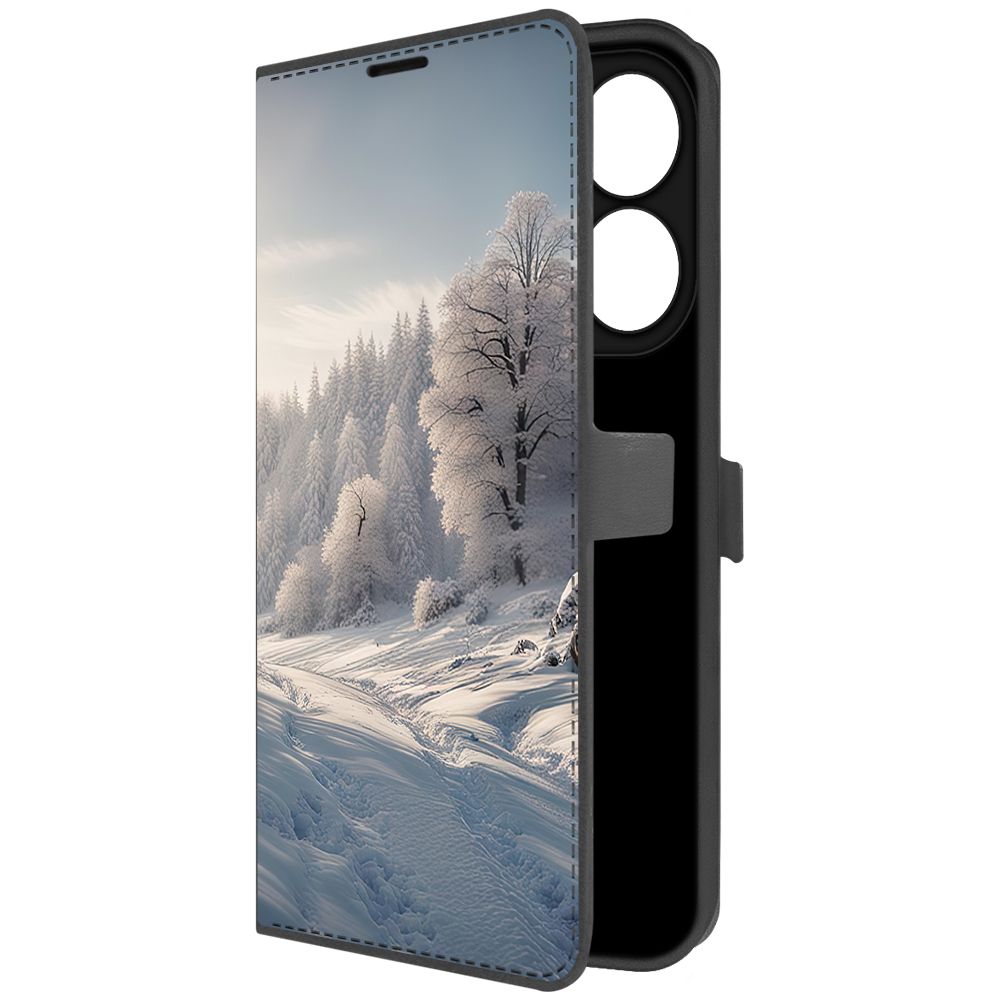 Чехол-книжка Krutoff Eco Book для Tecno Spark 20 Снег (черный)