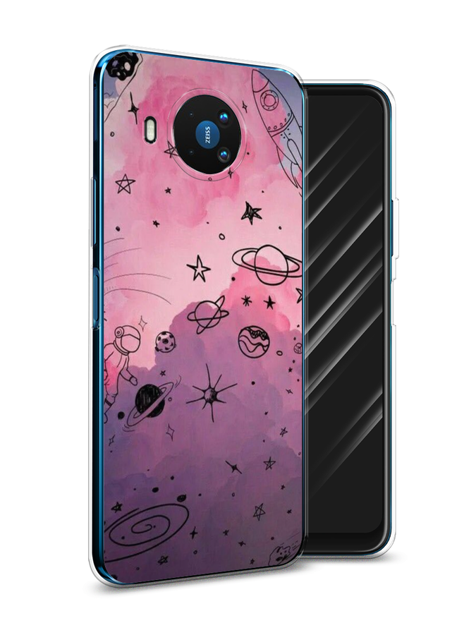 

Чехол Awog на Nokia 8.3 / Нокиа 8.3 "Радуга планет 3", Черный;розовый, 123550-4