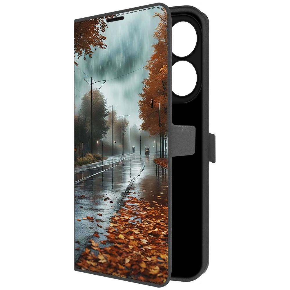 

Чехол-книжка Krutoff Eco Book для Tecno Spark 20 Осенний дождь (черный)