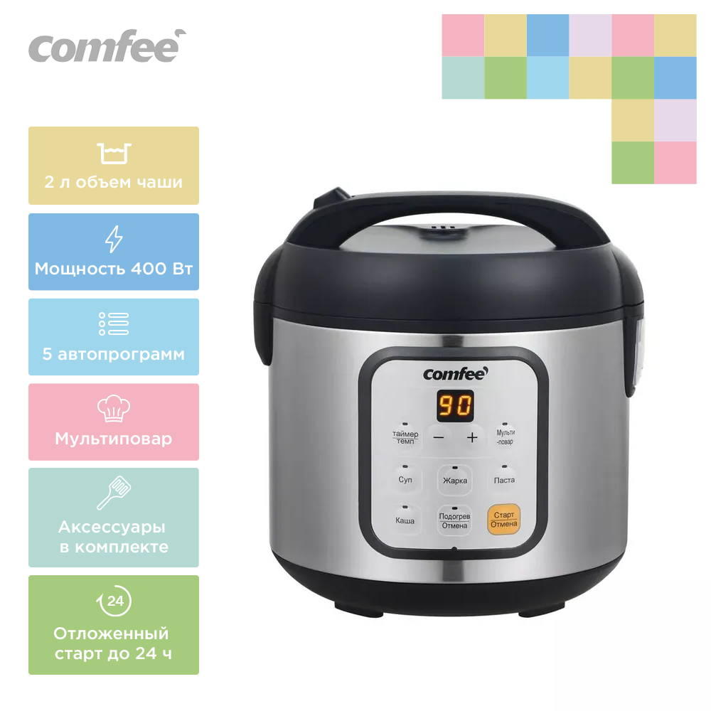 

Мультиварка Comfee CF-MC9502 серебристая, черная, CF-MC9502