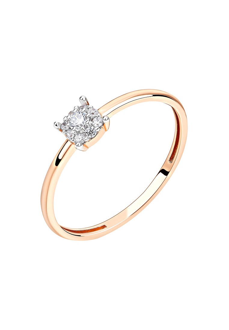 Кольцо помолвочное из красного золота с фианитом р. 17 Kari Jewelry КЛ-702150