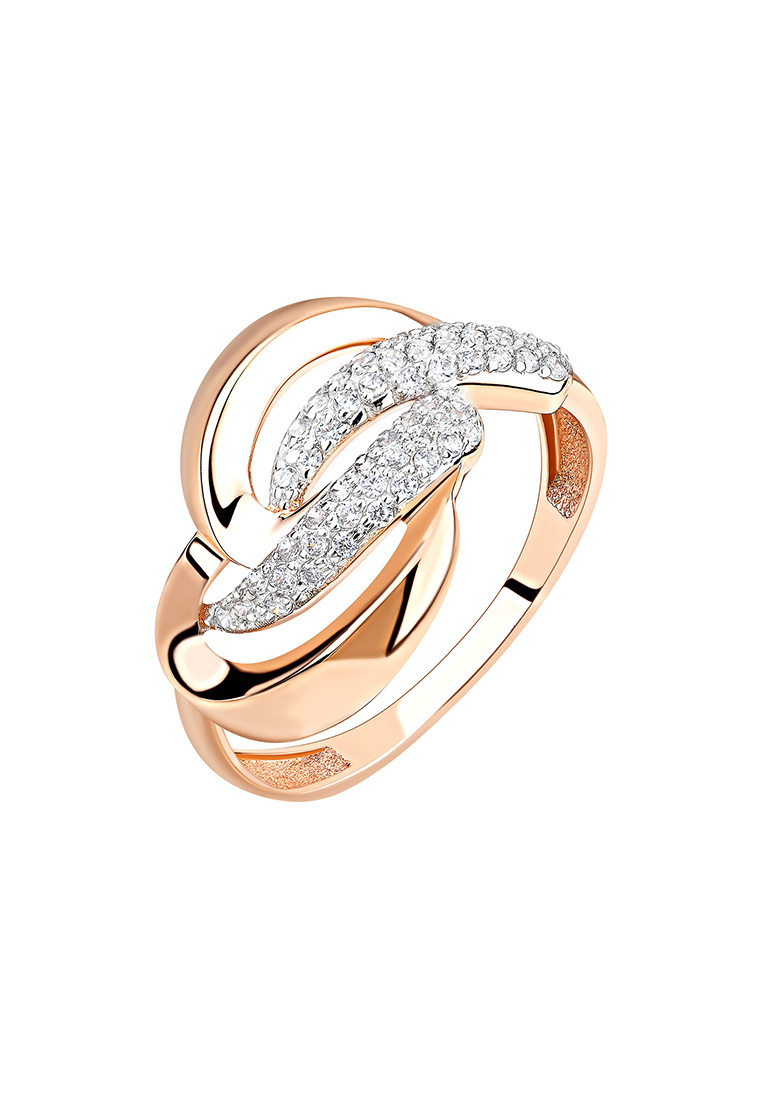 Кольцо из белого золота/красного золота с фианитом р. 21 Kari Jewelry КЛ-702496
