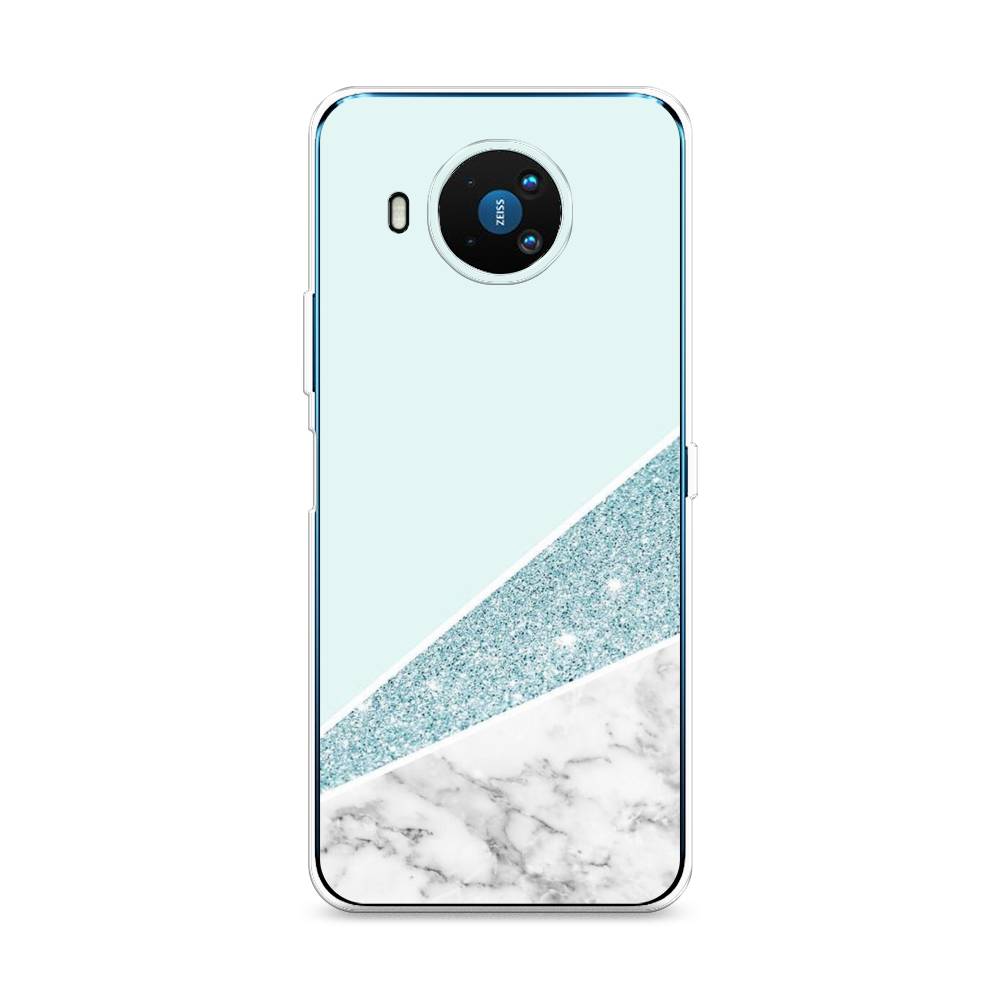 фото Чехол awog "мрамор с голубыми блестками" для nokia 8.3
