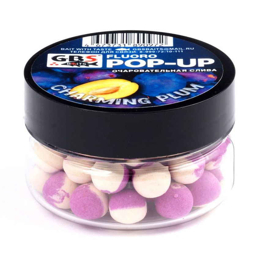 

Бойлы плавающие GBS BaITS Pop-Up 8 мм 45 гр Чарующая Слива Бело-Розовый, плавающие Pop-Up 8 мм