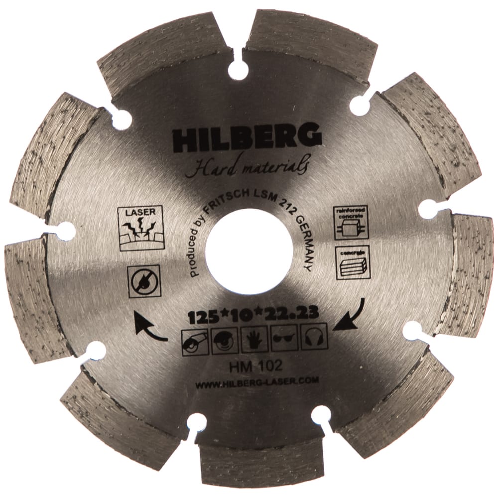 фото Диск алмазный отрезной сегментный hard materials laser (125x22.23 мм) hilberg hm102