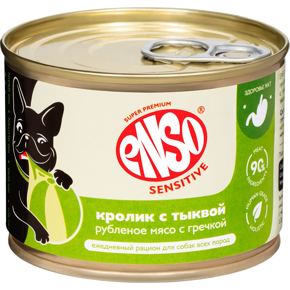 Влажный корм для собак Enso Sensitive с кроликом и гречкой 190 г