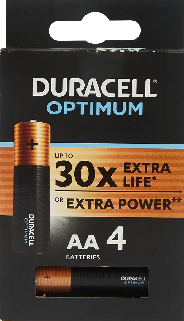 

Батарейка Duracell Optimum AA (LR6) алкалиновая 4 шт.