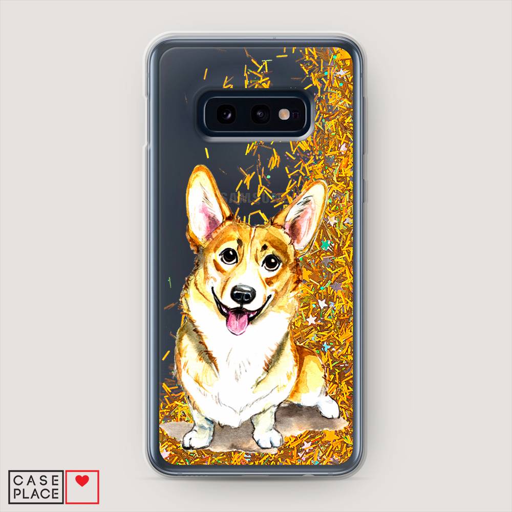 

Жидкий чехол с блестками "Малыш корги" на Samsung Galaxy S10E, 27290-1