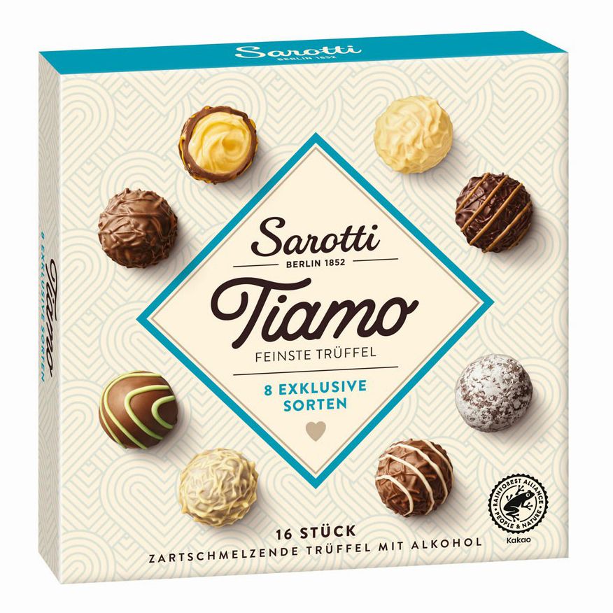 Конфеты шоколадные Sarotti Tiamo truffles ассорти шампанское-виски-ром-джин-ликер 200 г