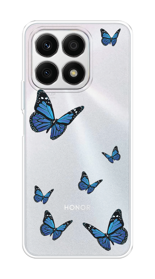 

Чехол на Honor X8A "Blue butterflies", Синий;черный, 6120750-1