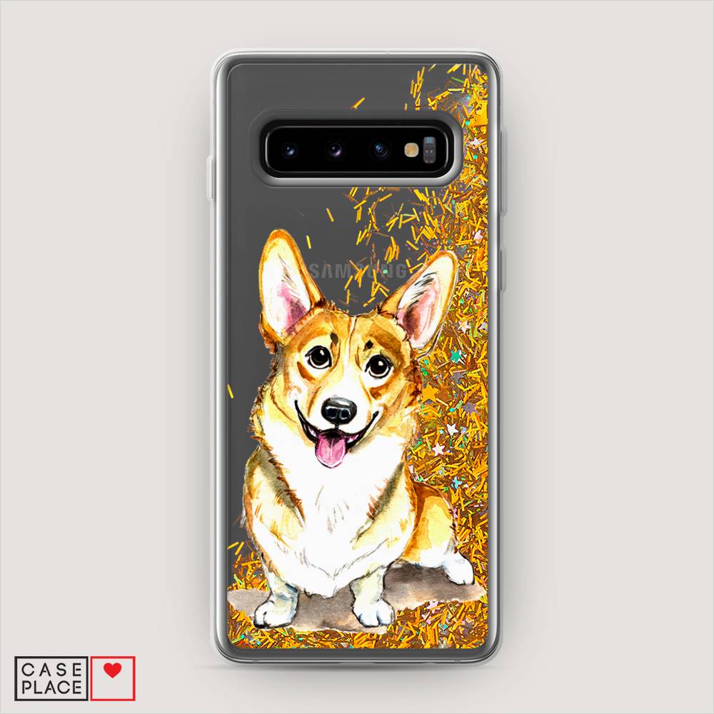 

Жидкий чехол с блестками "Малыш корги" на Samsung Galaxy S10 +, 27190-1