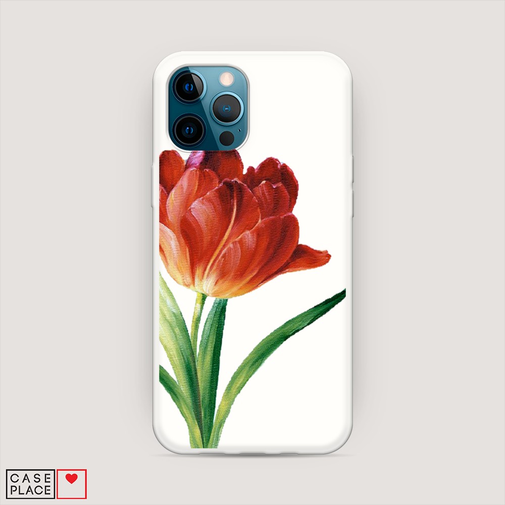 

Матовый силиконовый чехол "Красный тюльпан" на Apple iPhone 12 Pro, 12857-1