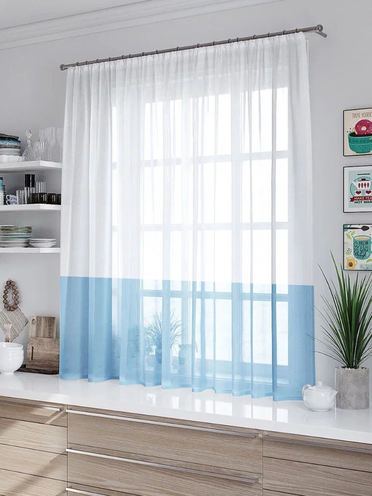 

Тюль Miazzo 150х180 см Бело-голубая в гостиную детскую спальню Турция