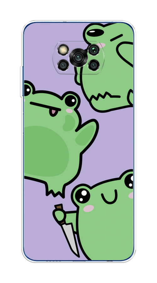 

Чехол на Xiaomi Poco X3/X3 Pro "Опасные лягушата", Фиолетовый;зеленый;черный, 39250-1
