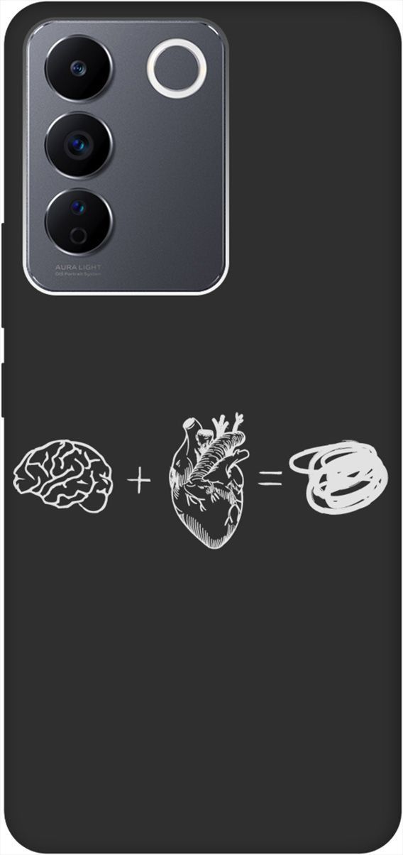 

Матовый Soft Touch Чехол на Vivo V27e с 3D принтом "Brain Plus Heart W" черный, Черный;белый, 159633