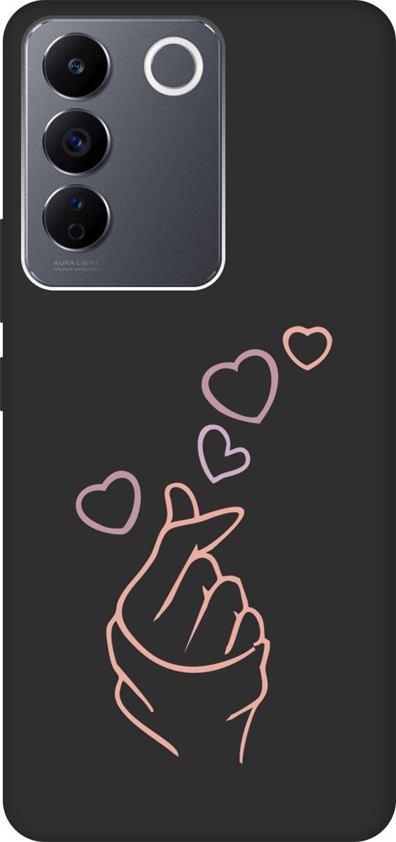 

Матовый Soft Touch Чехол на Vivo V27e с 3D принтом "K-Heart" черный, Черный;розовый, 159632