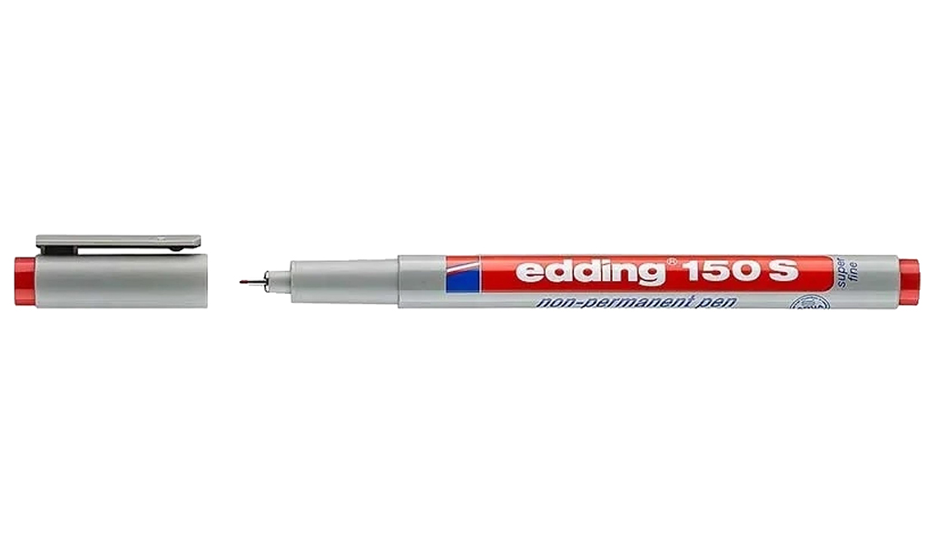 Edding Маркер смываемый, для проекторных пленок, круглый наконечник, 0.3 мм, красный E-150