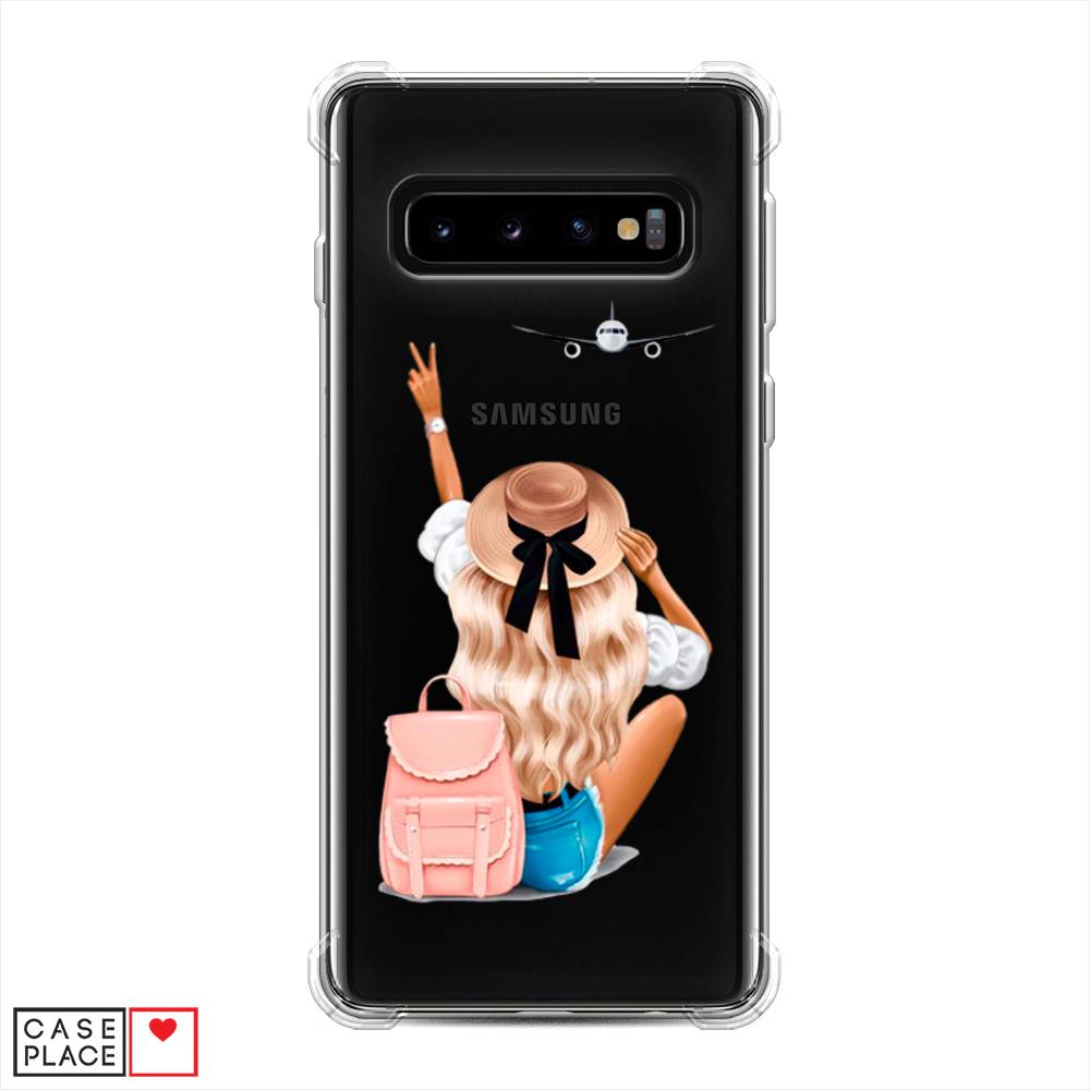 фото Противоударный силиконовый чехол "автостопом самолетом" на samsung galaxy s10 awog