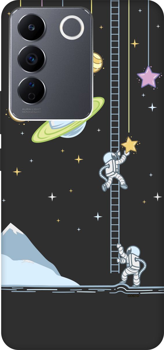 

Матовый Soft Touch Чехол на Vivo V27e с 3D принтом "Ladder into Space" черный, Черный;белый, 159632