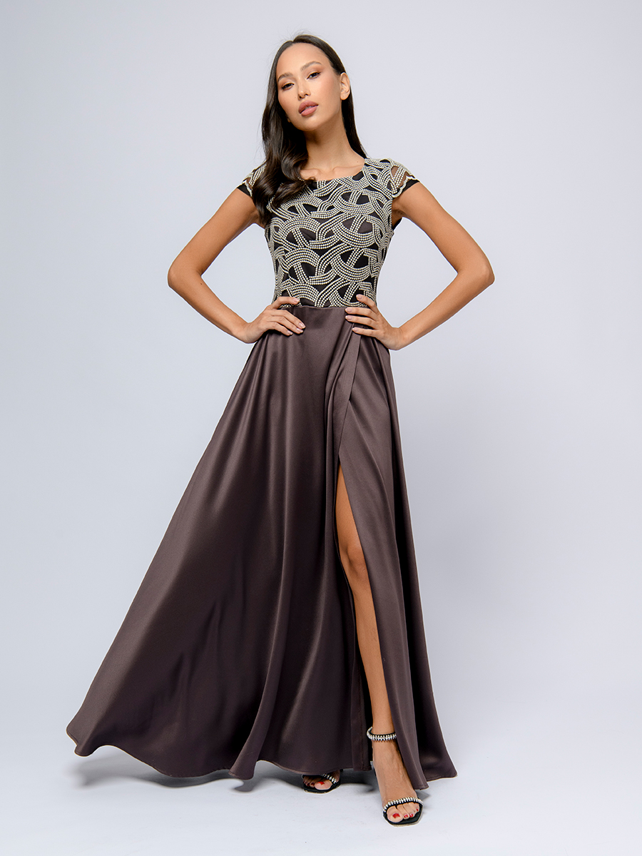 

Платье женское 1001dress 0100952 коричневое 44, Коричневый, 0100952