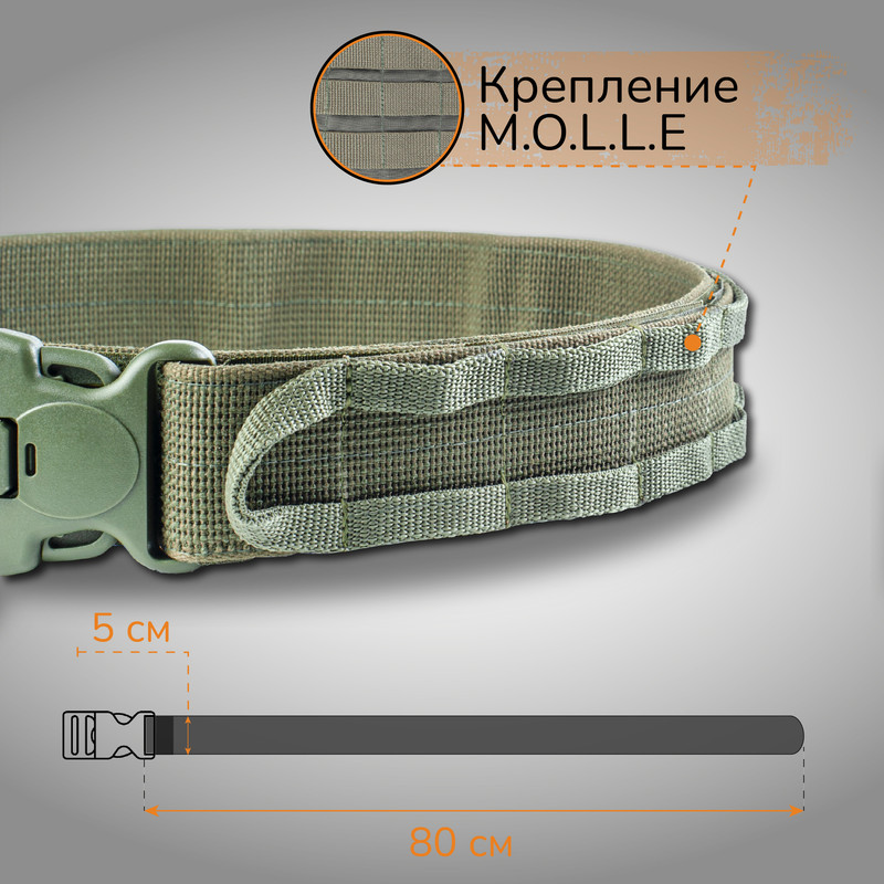 

Ганза Ремень тактический на Molle 80см, Олива, Зеленый, Ремень тактический на Molle 80см