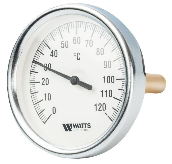 Термометр биметаллический Watts F+R801 (T) 100/75 с погружной гильзой