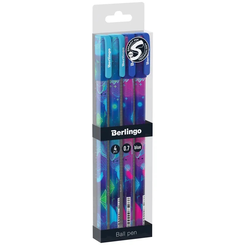 

Ручка шариковая Berlingo Retro Future синяя, 0,7мм, рисунок на корпусе, 4шт, PET-бокс с ЕП