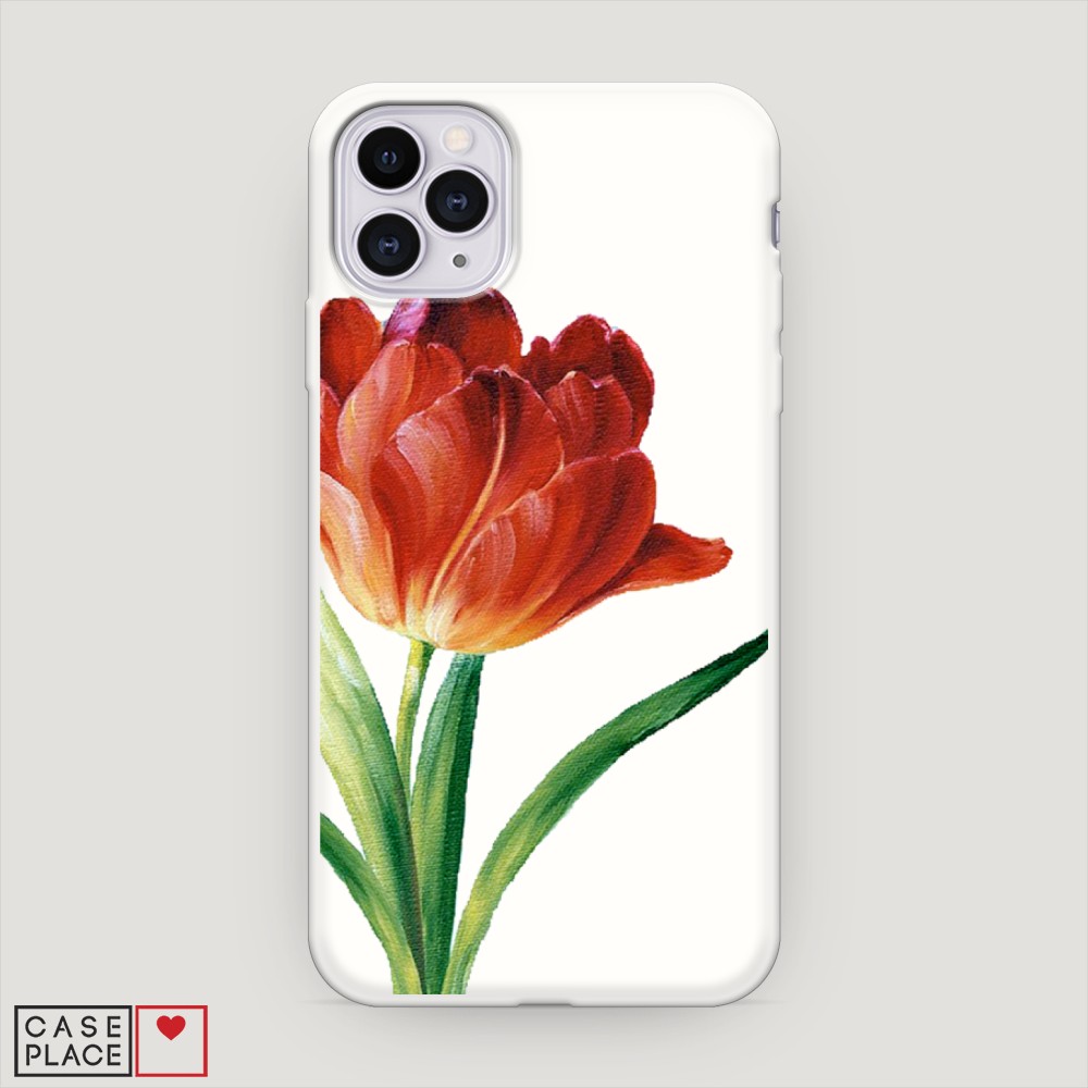 

Матовый силиконовый чехол "Красный тюльпан" на Apple iPhone 11 Pro, 12357-1