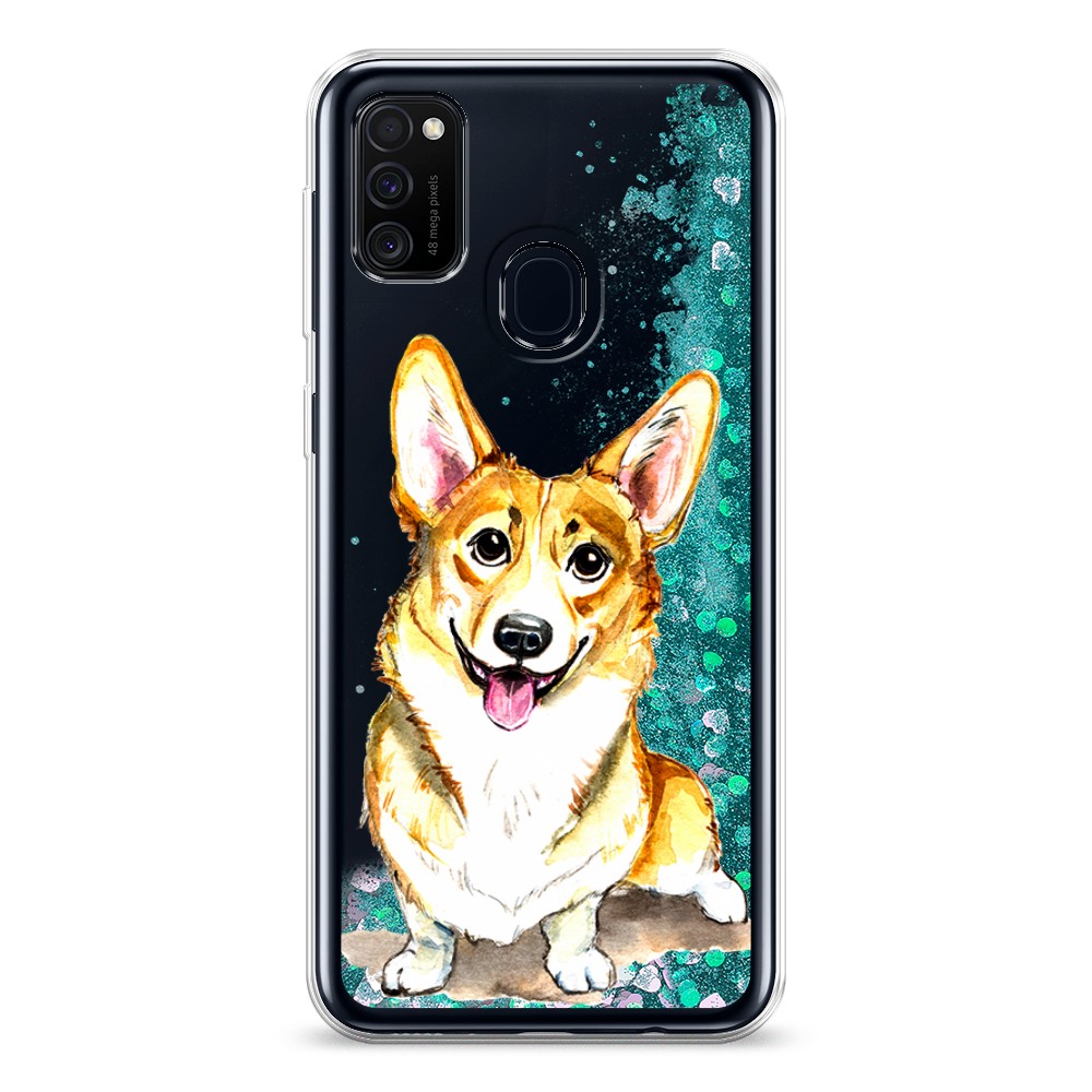 

Жидкий чехол с блестками "Малыш корги" на Samsung Galaxy M30s, 29895-1