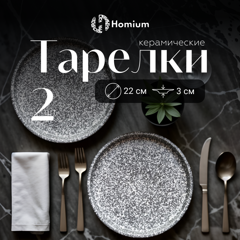 Набор сервировочных тарелок для вторых блюд Homium Paste Collection D22см цвет серый, 2шт