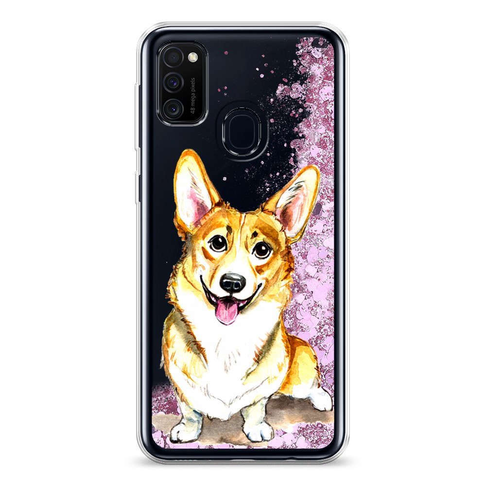 

Жидкий чехол с блестками "Малыш корги" на Samsung Galaxy M21, 29794-1