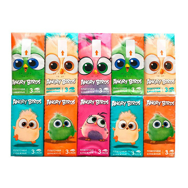 

Платочки бумажные Angry Birds 10 х 10 шт в ассортименте