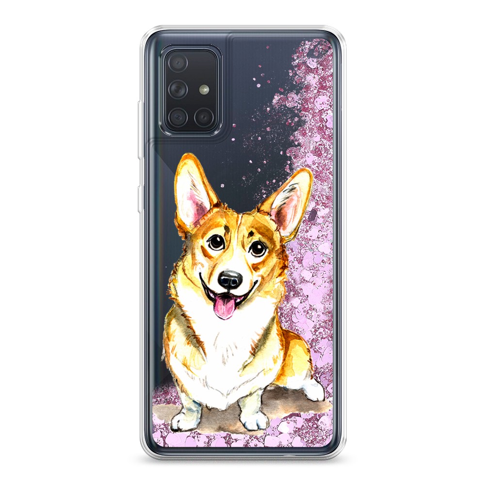 фото Жидкий чехол с блестками "малыш корги" на samsung galaxy a71 awog