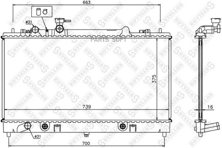 

STELLOX 10-25852-SX_радиатор системы охлаждения! АКПП\ Mazda 6 2.3 02> 1шт