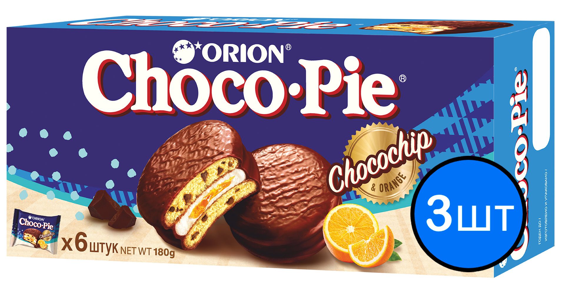 

Печенье "ORION ChocoPie" Chocochip, 180г х 3шт