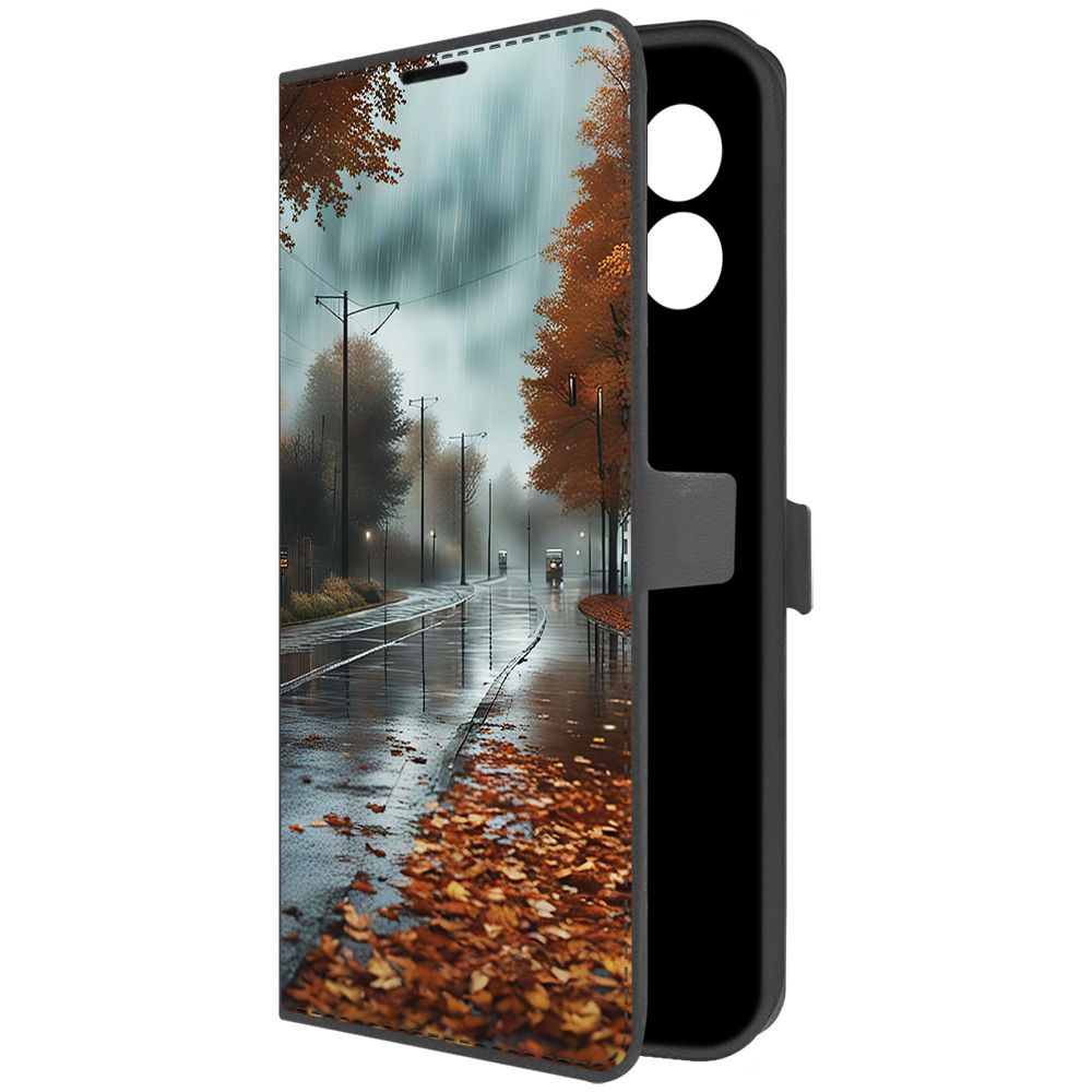 

Чехол-книжка Krutoff Eco Book для Honor X8a Осенний дождь (черный)