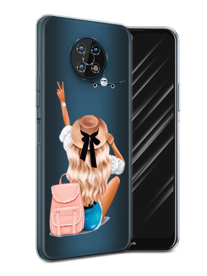 

Чехол Awog на Nokia G50 / Нокиа G50 "Автостопом самолетом", Бежевый;розовый;голубой, 124950-7