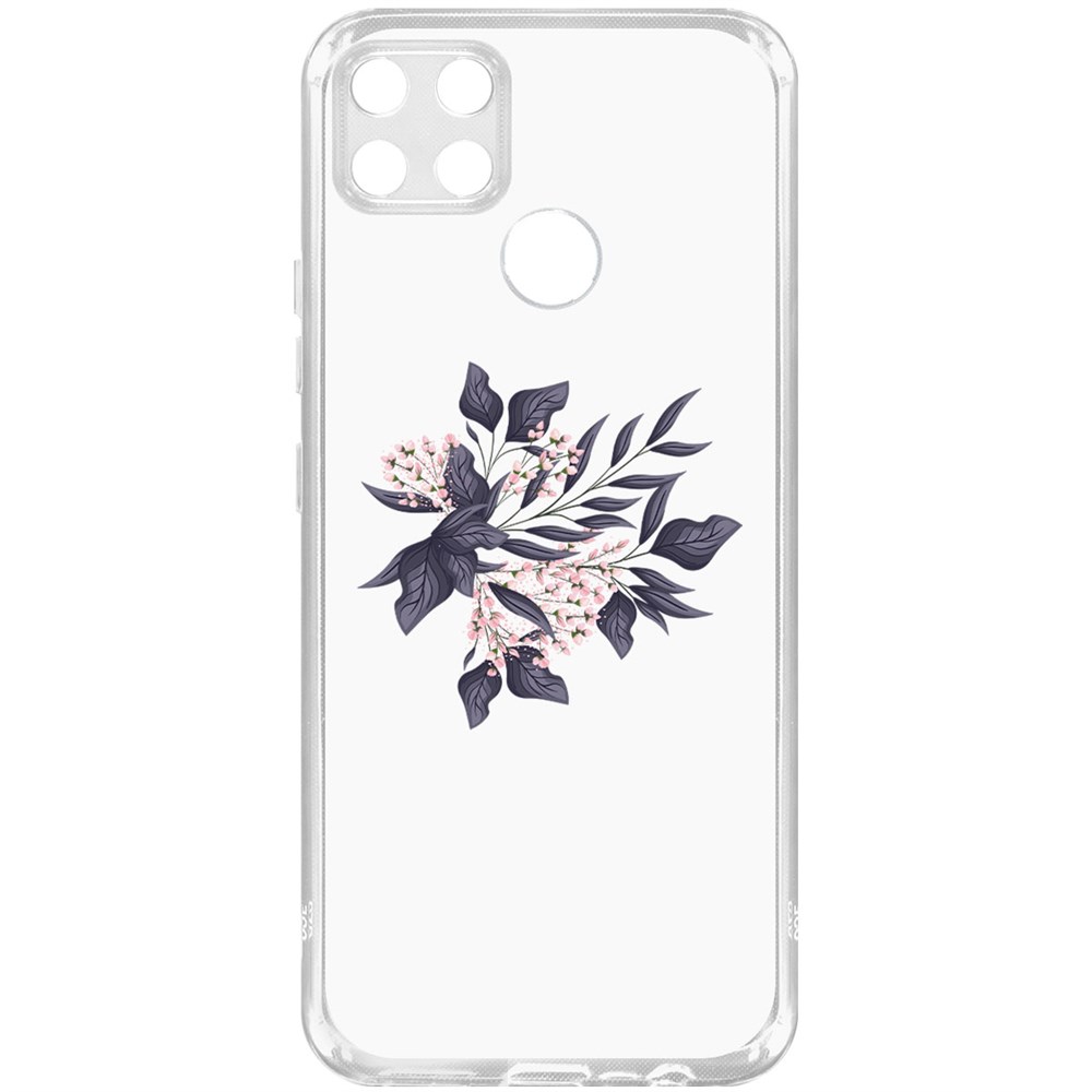 

Чехол-накладка Krutoff Clear Case Розовые бутоны для Realme C25