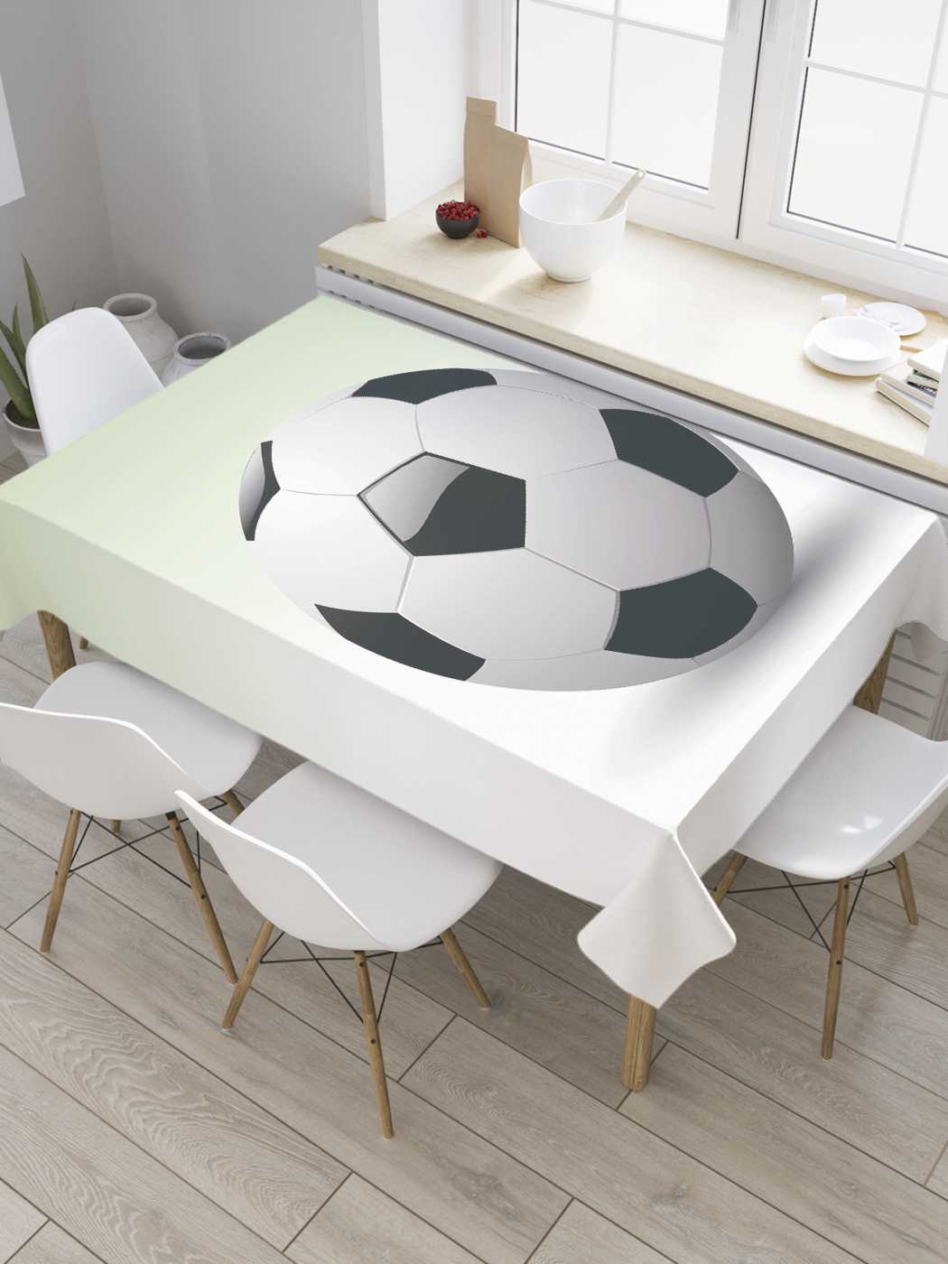 фото Скатерть прямоугольная joyarty "футбольный мяч" из оксфорда, 180x145 см